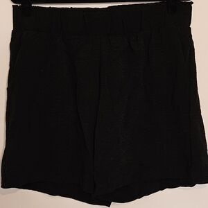Women's Elastic Waist Flowy Shorts - Formal Black Shorts
